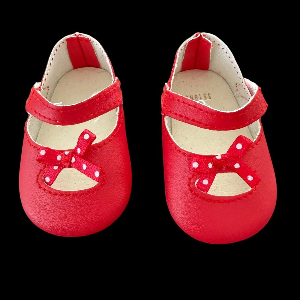 American Girl Doll Shoes Red Mary Jane Flats Polka Dot Bow Kids